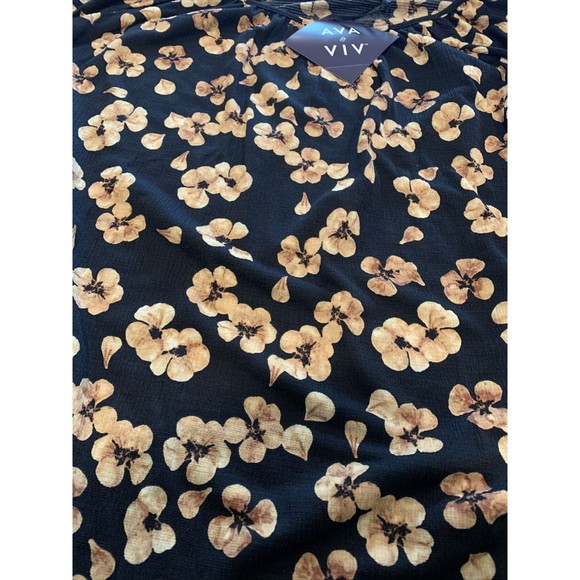 Ava & Viv Plus Size Floral Print Long Sleeve Knit Blouse, Gold, X (14W), 1020 - Picture 3 of 8